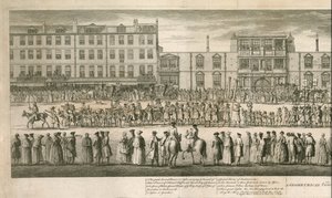 Geometryczny widok wielkiej procesji Scald Miserable Masons, Somerset House, Londyn autorstwa English School