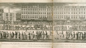 Geometryczny widok wielkiej procesji Scald Miserable Masons, Somerset House, Londyn autorstwa English School