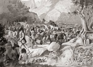 Migracja plemion scytyjskich przez przełęcz w górach Azji Mniejszej do Syrii, z Historii Narodów Hutchinsona, wyd. 1915 autorstwa English School