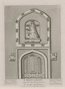 Pomnik ze starymi drzwiami zakrystii w St Mary le Savoy autorstwa English School