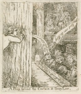 Spojrzenie za zasłonę na Drury Lane; kreskówka autorstwa English School