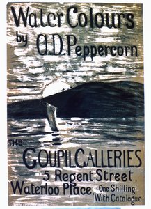 Plakat zapowiadający pokaz akwareli A.D Peppercorns w Galerii Goupil
