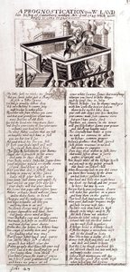 Prognozy dotyczące zmarłego biskupa Canterbury W. Lauda napisały Ano Dom, 1641, co w związku z tym się spełniło, 1645 autorstwa English School