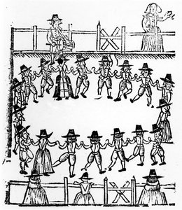 Okrągły taniec, ilustracja z A Book of Roxburghe Ballads autorstwa English School