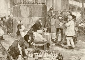 Kuchnia dla ubogich w Paryżu, XIX w. (litho) autorstwa English School