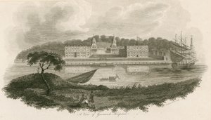 Widok na szpital Greenwich w Londynie autorstwa English School
