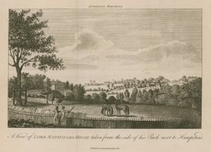 Widok na Lord Mansfields House z boku jego parku obok Hampstead autorstwa English School