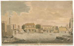 Widok na Old London Bridge przed przebudową, jak w 1757 r. autorstwa English School