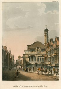 Widok na kościół St Dunstans, Fleet Street, Londyn autorstwa English School
