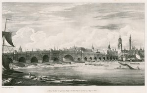 Widok na wschodnią stronę London Bridge w roku 1827 autorstwa English School