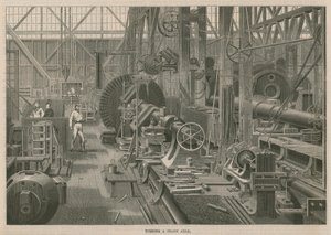 Wizyta w Penns Marine Engine Factory w Greenwich w Londynie; Obracanie osi korby autorstwa English School