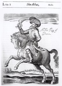 Abbas, król Persji, z "Some Years of Travels into Diverse Parts of Asia and Africa" Sir Thomasa Herberta (1606-82), 1638 r. autorstwa English School