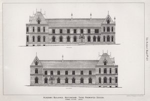 Budynki akademickie, Nottingham, Third Premiated Design (grawerowanie) autorstwa English School