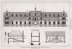 Budynki akademickie, Nottingham, Third Premiated Design (grawerowanie) autorstwa English School