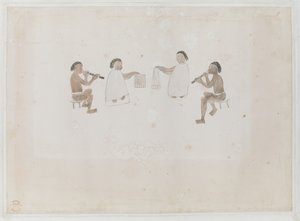 Add.15508 fol.10 Połów Aborygenów, z „Rysunków ilustrujących pierwszą wyprawę kapitana Cooka autorstwa English School