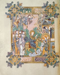 Dodaj 49598 f.45v Wejście do Jerozolimy, z Błogosławieństwa św. Aethelwold, Winchester, c.980 (welum) autorstwa English School