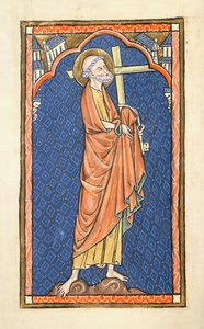 Dodaj 50000 f.7v St. Peter, z psałterza Oscott, c.1270 (welum) autorstwa English School
