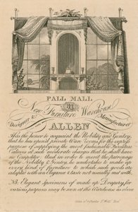 Reklama nowego magazynu mebli Allens, 61 Pall Mall, Londyn autorstwa English School