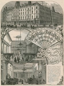 Reklama Marshall & Snelgrove, Silk Mercers, Lacemen, Hosiers, z Vere Street, Oxford Street, Londyn autorstwa English School