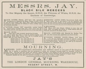Ogłoszenie dla panów Jay, The London General Mourning Warehouse, Regent Street autorstwa English School