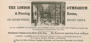 Ogłoszenie dla The London Gymnasium & Fencing Rooms, 123 Oxford Street, Regent Circus autorstwa English School