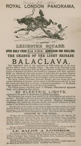 Reklama The Royal London Panorama przedstawiająca Szarżę Lekkiej Brygady w Balaclava autorstwa English School