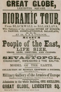 Ogłoszenie dioramic Tour z Blackwall do Balaklava, z obrazami głównych miast Europy autorstwa English School