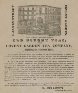 Reklama starych kupionych herbat od Covent Garden Tea Company autorstwa English School