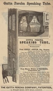 Reklama tuby głośnikowej Gutta Percha autorstwa English School
