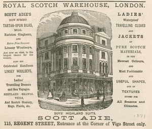 Reklama dla Royal Scotch Warehouse, 115 Regent Street, Londyn autorstwa English School