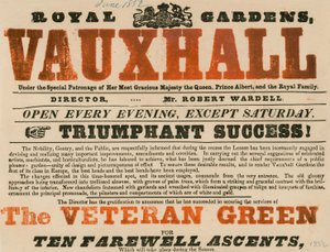 Reklama Royal Garden, Vauxhall; Ogrody Vauxhall, Londyn autorstwa English School