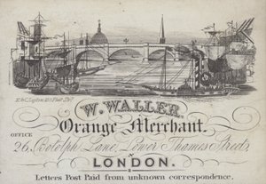 Reklama firmy W Waller, Orange Merchant, Londyn (lito) autorstwa English School