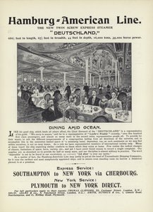 Reklama linii Hamburg-American, nowego dwuślimakowego ekspresowego parowca, Deutschland autorstwa English School