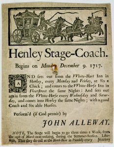 Reklama dyliżansu Henley Stage Coach, 1717 autorstwa English School