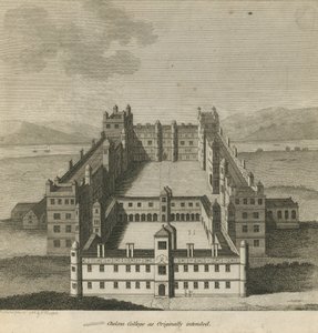 Widok z lotu ptaka na Chelsea College autorstwa English School