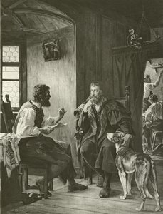 Albert Durer odwiedza Hansa Sachsa (grafika) autorstwa English School