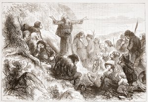Wyznawcy albigensów nad brzegami Rodanu, ilustracja z Historii protestantyzmu Jamesa Aitkena Wylie (1808-1890), wyd. 1878 autorstwa English School