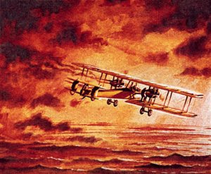Alcock i Brown w „Vimy” Vickersa autorstwa English School