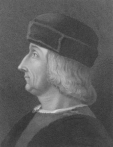 Aldus Manutius, wg portretu Belliniego (rycina) autorstwa English School
