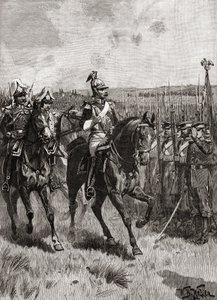 Aleksander II z Rosji przegląda swoją armię w Sewastopolu podczas wojny krymskiej autorstwa English School