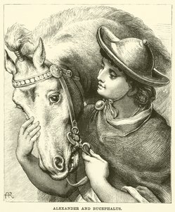 Aleksander i Bucefał (rycina) autorstwa English School