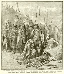 Aleksander przed martwym ciałem Dariusza III, ostatniego króla Persji autorstwa English School