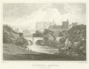 Zamek Alnwick, Northumberland (grawerowanie) autorstwa English School