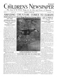 Amazing Creature Comes to Europe, pierwsza strona „Gazety Dziecięcej”, sierpień 1919 (newsprint)
