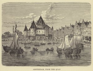 Amsterdam, od nabrzeża (grawerowanie) autorstwa English School