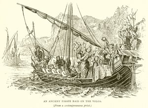 Starożytny nalot piratów na Wołgę autorstwa English School