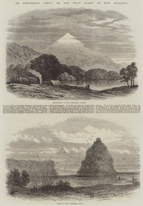 Odkrywcza impreza na zachodnim wybrzeżu Nowej Zelandii (rycina) autorstwa English School