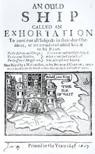Stary statek zwany adhortacją, Karol I uwięziony w zamku Carisbrooke na wyspie Wight, ok. 1647 autorstwa English School