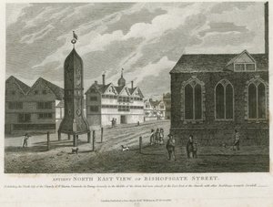 Starożytny północno-wschodni widok na Bishopsgate Street autorstwa English School