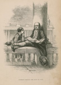 Anderson czyta Biblię Jackowi; ilustracja z Poor Jack autorstwa Fredericka Marryat autorstwa English School